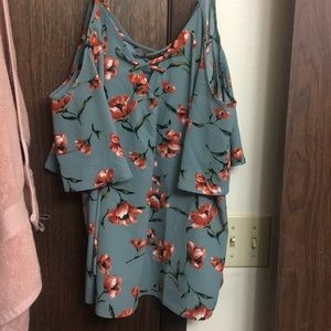Floral open shoulder blouse